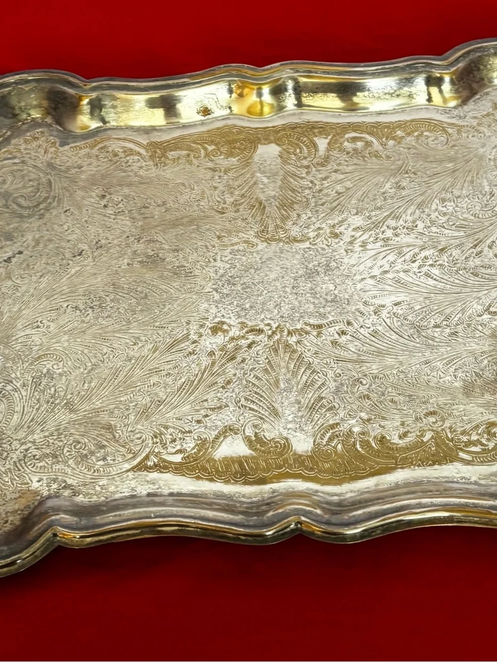 Vintage silver plated serving tray